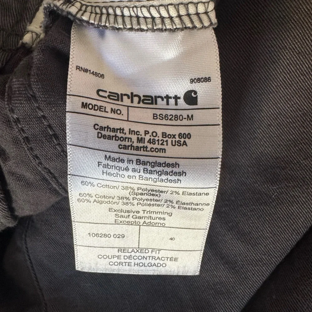 Carhartt Mens Rugged Flex Canvas Work Shorts Dark Gray Size 40 9 Inch Inseam